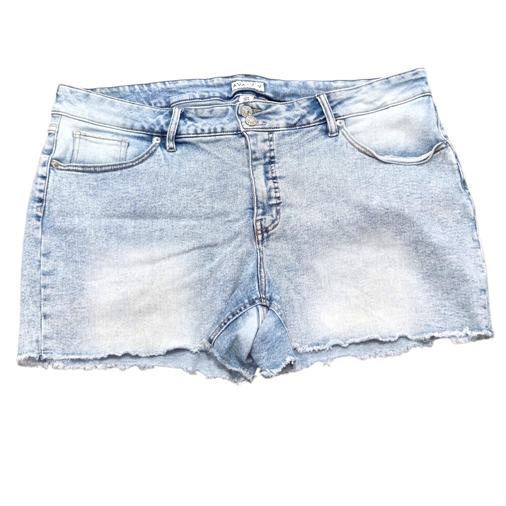 Ava & Viv 20W High-Rise Denim Shorts | Flattering Curvy Fit | Stretch | Raw Hem